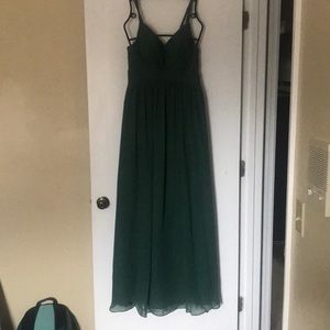 Like new Azazie dark green floor length dress